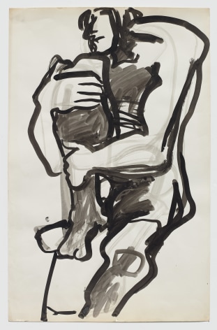 Untitled (figure study), c. 1971, Mixed media on paper