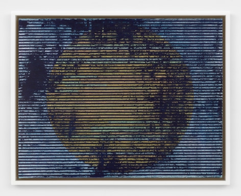 sol y luna (&ntilde;a&ntilde;o y &ntilde;a&ntilde;a), 2022. Wax, screenprint ink, gold leaf, and silver leaf on muslin, 14 x 18 in (35.6 x 45.7 cm)