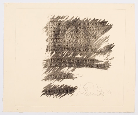 Rubbing silkscreened and etched on zinc and printed on paper&hellip;, 1971