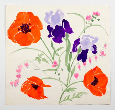 Iris and Poppies, from the Florals series, c. 1984, Watercolor on paper