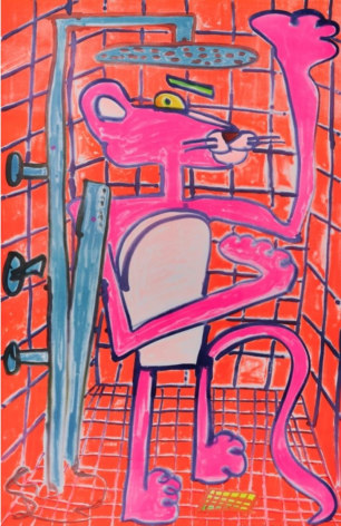 Shower Power, 2023, 14 color lithograph, from an edition of 75 prints, each unique 50⅜ x 32&frac34; inches