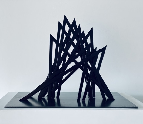 12 Uneven Angles, 2021 Painted black steel 13 x 14 x 6 in on 45 x 45 incbase AP 1/3