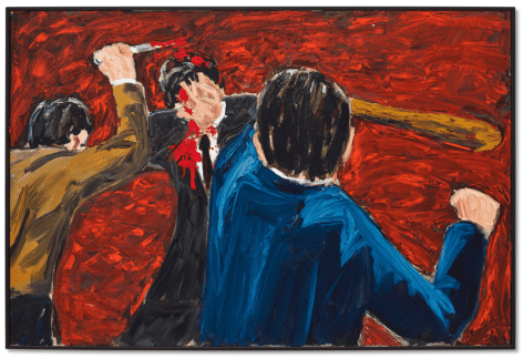 Stabbing (or) Deadly Encounter, 1982  Oil on canvas  48 7/8 x 72 inches