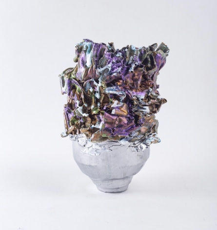 ceramic by Lauren Skelly Bailey titled Wave Reflector  2021, Glazed stoneware, slip &amp; acrylic