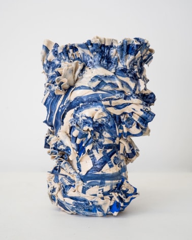 ceramic by Lauren Skelly Bailey titled Ode to Large Sky II  2021, Glazed porcelain with cobalt  9 x 5 x 4 in