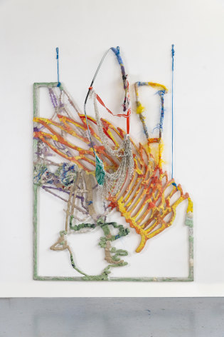 Julien Creuzet One against the other, our damaged skins, our elongated bodies. Many torments, many dreams, many hallucinations, many fantasies before we fall asleep: meta and universe, ibis&rsquo; wing from the coat of arms of Trinidad and Tobago, meta and universe, machete, adapted to prune sugar cane, meta and universe, a palm tree, sweeped away by the Maria hurricane, in 2017, unknown location, meta and universe, trajectories of storms in the Caribbean, during one season. Formed in the Sargasso Sea, they used to change direction when coming to North-America continent, going through the Azores., 2022