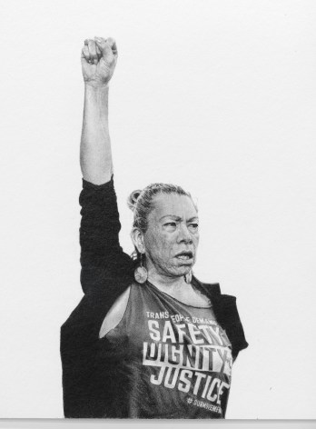 Andrea Bowers, Dignity Safety Justice: Woman With Raised Fist (Trans Latina Coalition, Blockade at the Beverly Center, L.A., CA, March 20th, 2015)&nbsp;(DETAIL), 2016