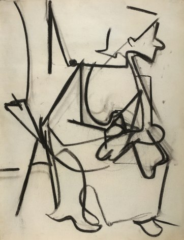 Seated Figure, Charcoal on paper