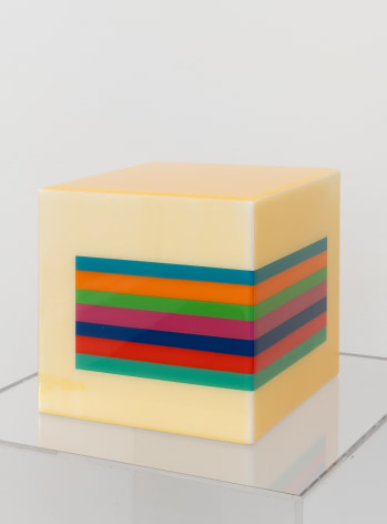 Positive Space, 2015, Liquitex and resin on cube