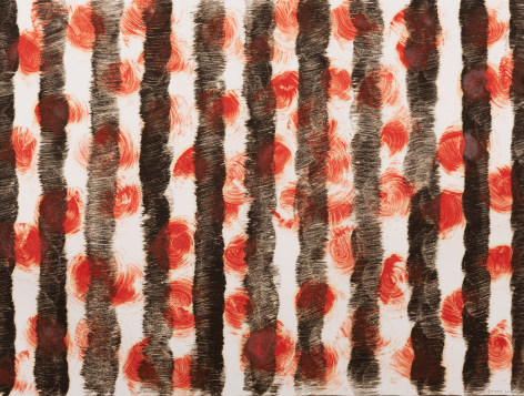 Felrath Hines, Black Verticals with Red Monotype, 1984