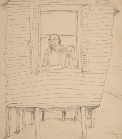 At the Window, Graphite on paper