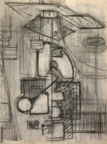 Interior, Charcoal on paper