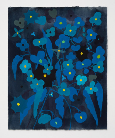 Ruby Palmer, Flower Series: Turquoise and Blue on Dark Grey, 2021