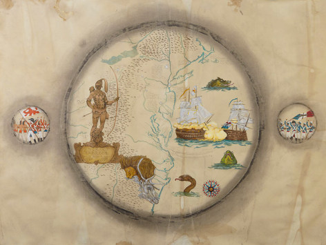 Frohawk Two Feathers, Map of North America (1787-1789), 2013