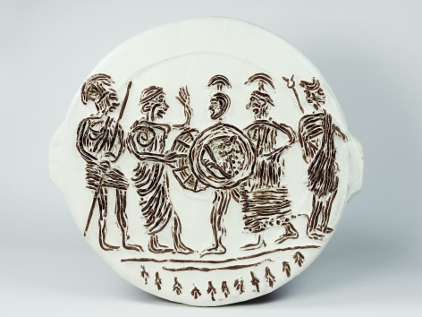Matt&nbsp;Merkel Hess, Brute Lid with Imagery Based on Terracotta Fragments of a Neck Amphora Jar, 2024