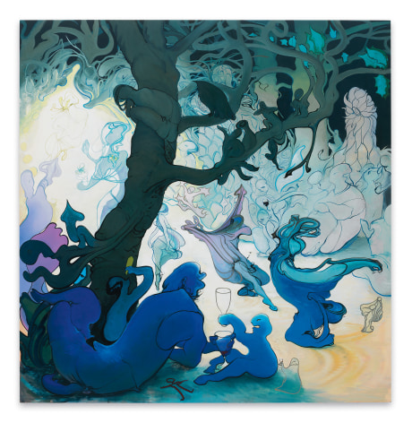 Inka Essenhigh, Fairy Procession, 2016, Oil and enamel on panel