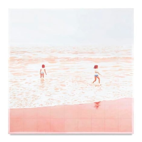 Two Bathers (Pink), 2017, Mixed media oil on canvas. 63 x 63 inches, 160 x 160 cm, AMY#28873