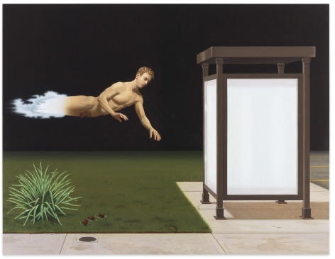 Fantasy #1: Bus Stop, 2019 - 2021, Oil on birch panel, 45 x 58 inches, 114.3 x 147.3 cm, MMG#33631