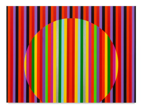 Rico Gatson, Untitled (Sunrise/Sunset LG-II), 2021, Acrylic paint on wood, 36 x 48 inches, 91.4 x 121.9 cm.&nbsp;Photo: Jason Mandella. Image courtesy of the&nbsp;artist and Miles McEnery Gallery, New York, NY.&nbsp;