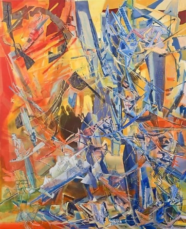Murmuring Swordsman, 2013, Acrylic, collage, pastel, and oil on canvas, 96 x 77 inches, 243.8 x 195.6 cm, A/Y#21144