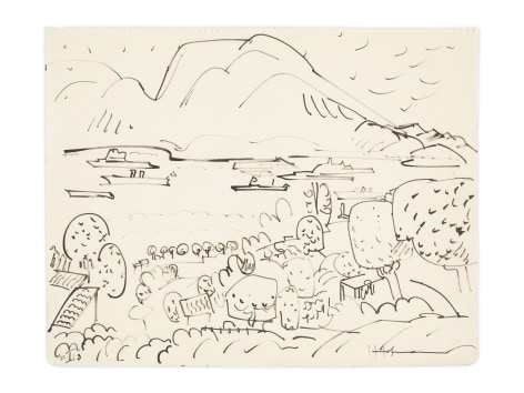 Navires des Guerres (I/3), 1929, Ink on paper, 10 1/2 x 13 1/2 inches, 26.7 x 34.3 cm