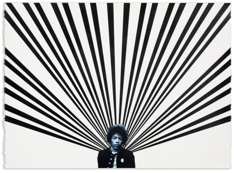 Rico Gatson,&nbsp;Jimi, 2021, Color pencil and photograph collage on paper, 22 x 30 inches, 55.9 x 76.2 cm
