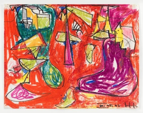 Hans Hofmann, Red, Purple and Green, 1943, Crayon and ink on paper, 11 x 14 inches, 27.9 x 35.6 cm, AMY#15038