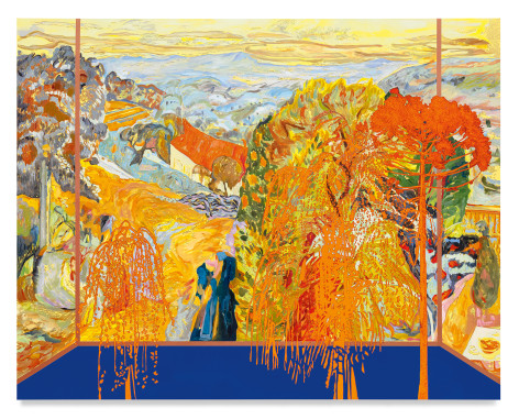 Veduta (Bonnard Summer), 2021, Ink and oil on linen on hybrid panel, 79 1/2 x 100 inches, 201.9 x 254 cm, MMG#33221