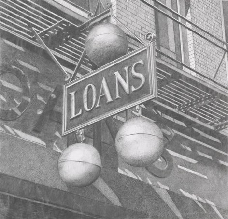 Loans, 2013, Graphite on Vellum, 15 3/8 x 16 1/4 inches, 39.1 x 41.3 cm, AMY#29118