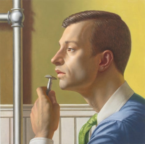 Watching Men #2, 2020, Oil on dibond panel, 12 x 12 inches, 30.4 x 30.4 cm, MMG#33737