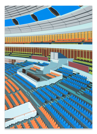 Daniel Rich, Stadium, Pyongyang, 2018, Acrylic on Dibond, 84 x 60 inches, 213.4 x 152.4 cm, MMG#31306