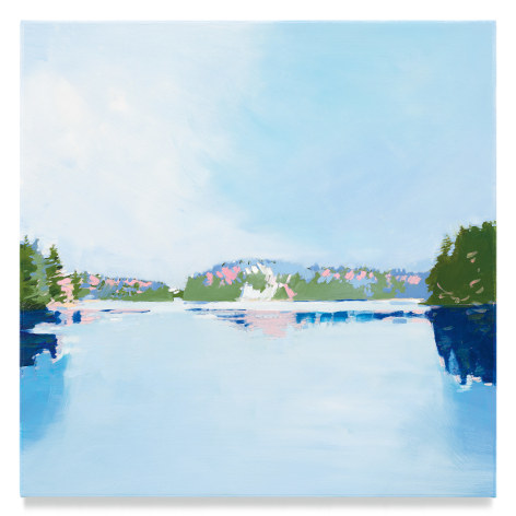 Lake, 2022, Mixed media oil on canvas, 17 x 17 inches, 43.2 x 43.2 cm, MMG#34093