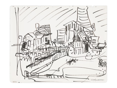 Factories (XXIX), c. 1930-31, Ink on paper, 10 1/2 x 13 1/2 inches, 26.7 x 34.3 cm