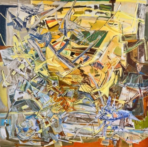 Voyages in a Stone, 2012, Acrylic, collage, and oil on linen, 80 x 80 inches, 203.2 x 203.2 cm, A/Y#20659