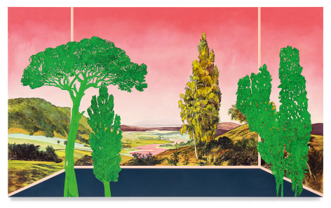 Veduta (Friedrich Summer), 2021, Ink and oil on linen on hybrid panel, 72 x 120 inches, 182.9 x 304.8 cm, MMG#33215