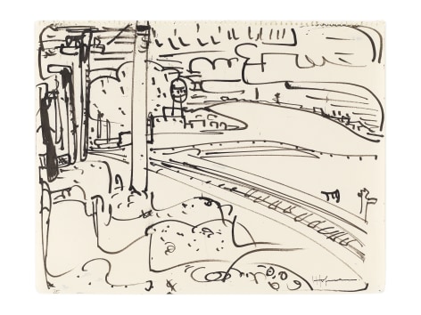 San Francisco Bay (IV), c. 1930-31, Ink on paper, 10 1/2 x 13 1/2 inches, 26.7 x 34.3 cm