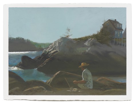 Painting at Low Tide at Harbor Point, 2022, Gouache on paper, 22 1/2 x 30 inches, 57.2 x 76.2 cm, MMG#34908