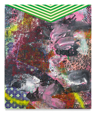 I Can&#039;t Breathe #7, 2020, Acrylic, oil, spray paint, African cloth, glitter and color pencil on wood panel, 72 x 59 3/4 inches, 182.9 x 151.8 cm, MMG#32824