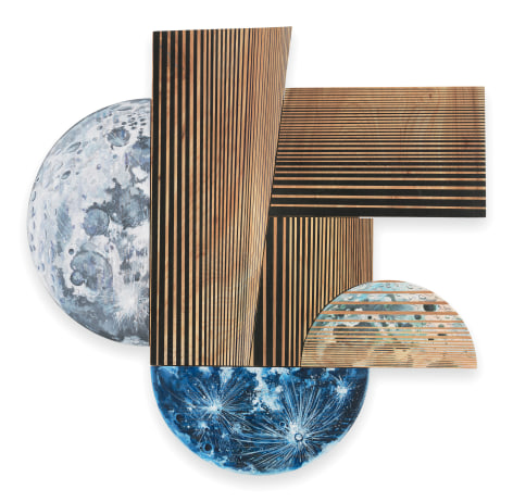 Three Moons, Three Nights, 2022, Acrylic on elm and maple, 40 1/2 x 41 1/2 x 2 1/2 inches, 102.9 x 105.4 x 6.4 cm, MMG#34200