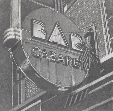 Bar Cabaret, 2013, Graphite on Vellum, 15 3/8 x 15 5/8 inches, 39.1 x 39.7 cm, AMY#29109