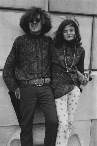 Couple outside of an art museum, 1968