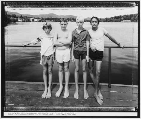 Shane, Tony, Coleman, and Tiny at Mirror Lake, Lake Placid, New York, 1984, vintage gelatin silver print