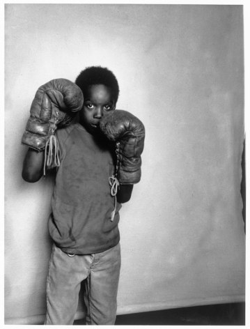 Leon Borensztein, Black Boy with Boxing Gloves, Fremont, California, 1979-1989