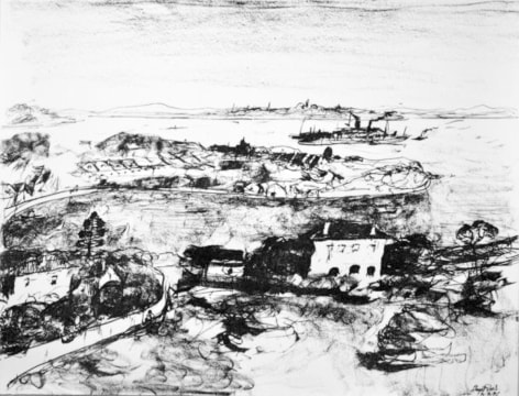 Lloyd Rees Western Bay, Sydney, 1980 from the Caloola Suite Lithograph Printed by Fred Genis