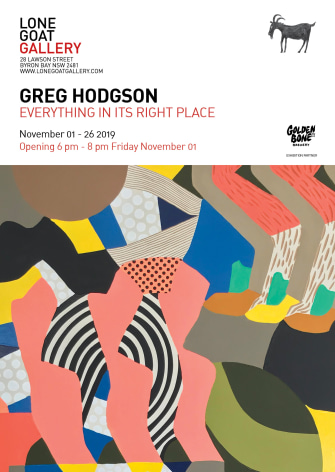Greg Hodgson, Everything in its Right Place, Lone Goat Gallery, exhibition Postcard 2019