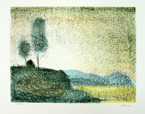 Lloyd Rees Sunset. A Day on the Derwent, 1984 Sandy Bay Set Lithograph Printed by Fred Genis