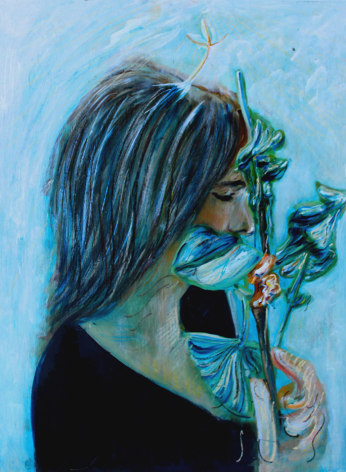 Alex Carletti Flower Holder, 2017 Acrylic on board