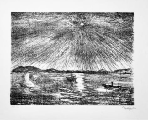 Lloyd Rees The Evening Star, Hobart, 1982 Lithograph Printed by Fred Genis