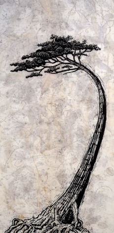 Graham 'Potts' Porter &amp; Anne Leon Oriental Pine Serigraph on natural dyed cotton ​2016