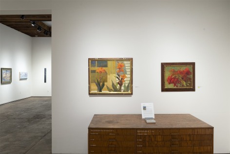 Installation photograph of MEREDITH BROOKS ABBOTT: Perennial with works by MILLARD SHEETS, NICOLE STRASBURG, and ALEX RASMUSSEN in background